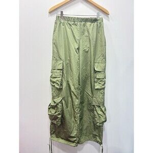 Gold Hinge Parachute Cargo Pants Olive Size Small Y2K Cool Swishy Pants
